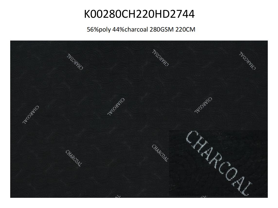 NATURAL ANTI BACTERIAL ANTI ODOR BLACK BAMBOO CHARCOAL KNITTING FABRIC 