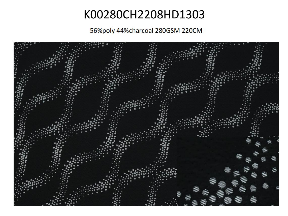 NATURAL ANTI BACTERIAL ANTI ODOR BLACK BAMBOO CHARCOAL KNITTING FABRIC 